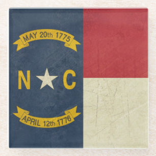 Grunge illustration of North Carolina Glass Coaster