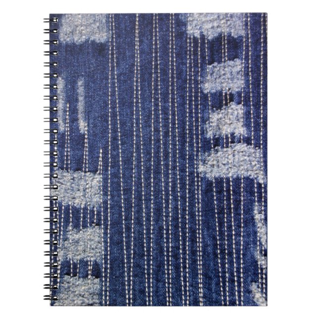 Grunge Indigo Denim with Decorative Stitching Notebook (Front)