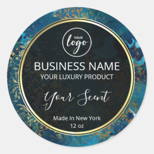 Grunge Ink Blue And Gold Candle Labels