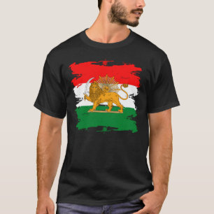 Grunge Iranian Flag with Loin Emblem Logo T-Shirt