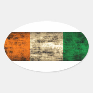 Grunge Irish Flag Oval Sticker