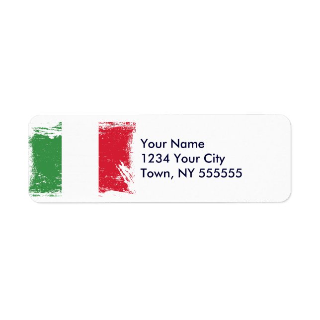 Grunge Italy Flag Return Address Label (Front)