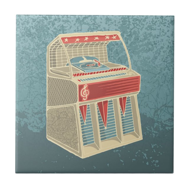 Grunge Jukebox Ceramic Tile (Front)
