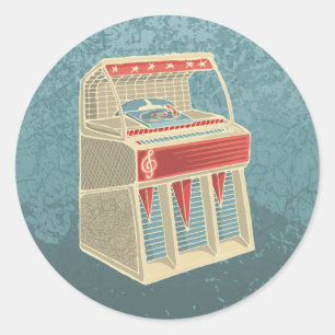 Grunge Jukebox Classic Round Sticker