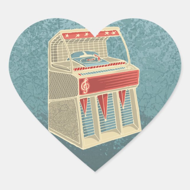 Grunge Jukebox Heart Sticker (Front)