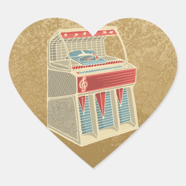 Grunge Jukebox Heart Sticker (Front)