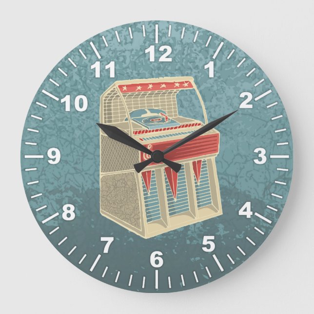 Grunge Jukebox Large Clock (Front)