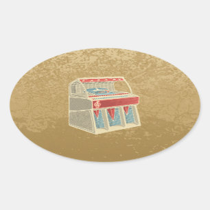 Grunge Jukebox Oval Sticker