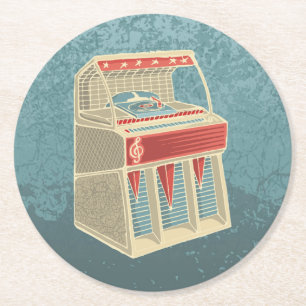 Grunge Jukebox Round Paper Coaster