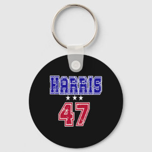 Grunge Kamala Harris 2024 For President Number 47  Key Ring