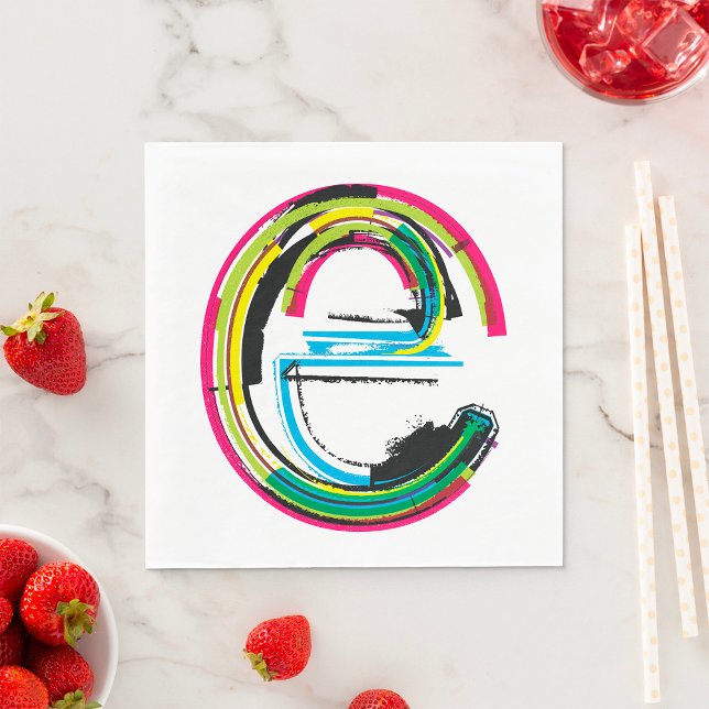 Grunge Letter E Alphabet Bold Colourful Typography Napkin (Creator Uploaded)