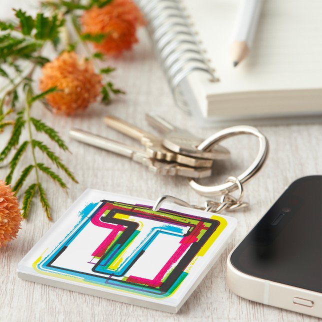 Grunge Letter T Bold Colourful Urban Typography  Key Ring (Creator Uploaded)
