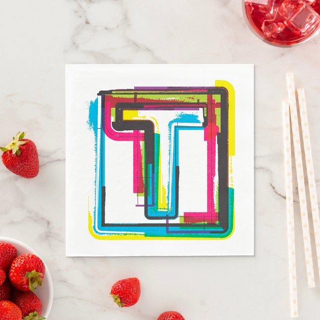 Grunge Letter T Bold Colourful Urban Typography  Napkin (Creator Uploaded)