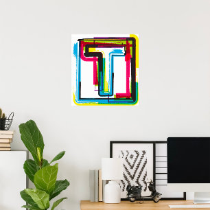 Grunge Letter T Bold Colourful Urban Typography  Poster