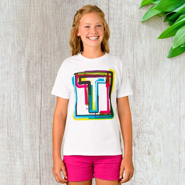 Grunge Letter T Bold Colourful Urban Typography  T-Shirt (Creator Uploaded)