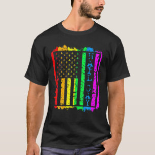 Grunge LGBT All Hail Gay Pride Flag Satanic T-Shirt