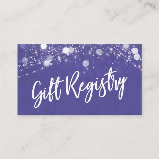 Grunge Lights Casual Script Purple Gift Registry Enclosure Card (Front)