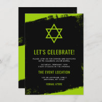 Grunge Lime Green Black Bar Mitzvah Reception