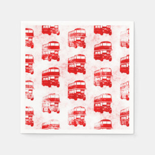 Grunge London Bus Pattern Print Napkin