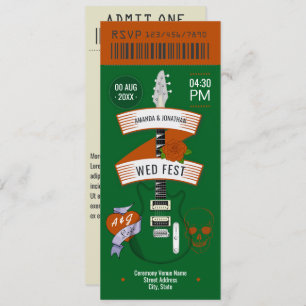 Grunge Love Rock ’n’ Roll Wedding Ticket Invitation