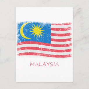 Grunge Malaysia Flag Postcard