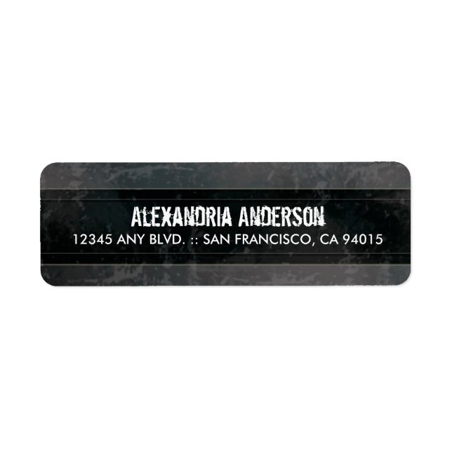 Grunge Marble Return Address Label (black) (Front)