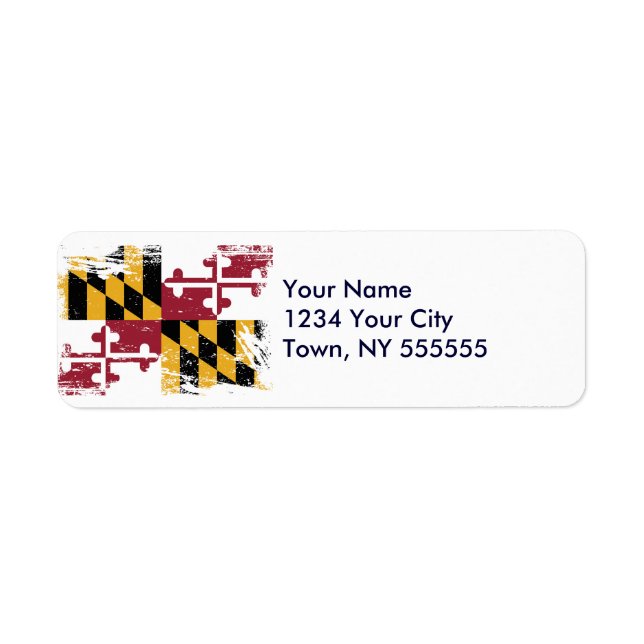 Grunge Maryland Flag Return Address Label (Front)