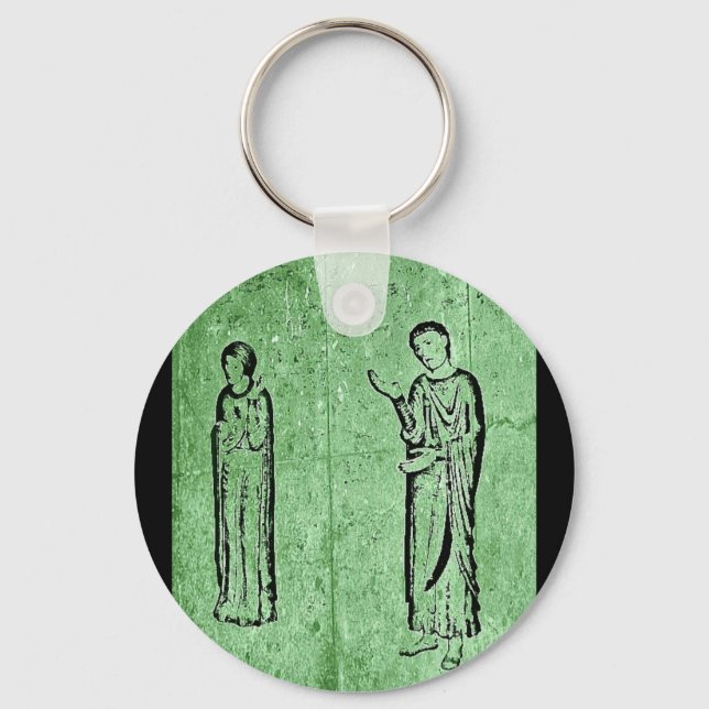 Grunge Mediaeval Statues Key Ring (Front)