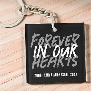 Grunge Memorial Forever in our Hearts Custom Key Ring