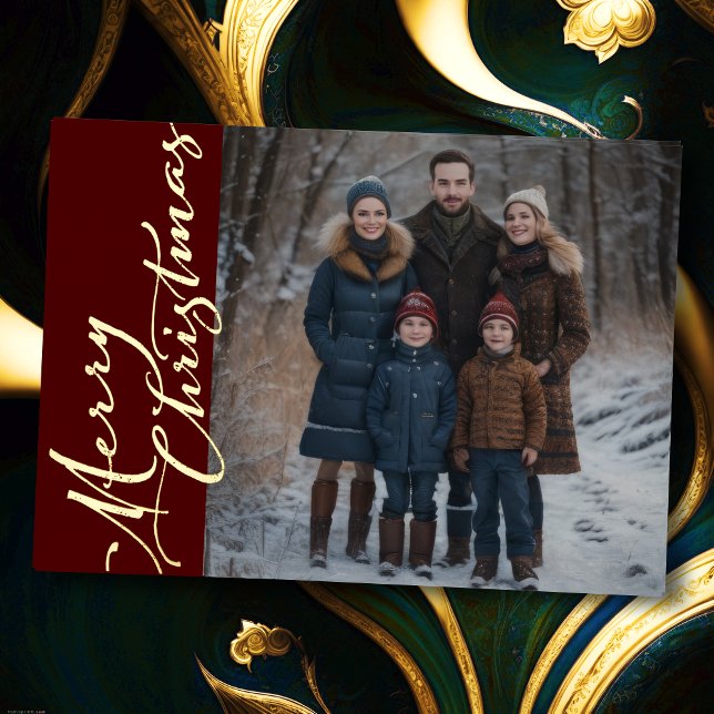 Grunge Merry Christmas and Your Photo Foil Holiday Card (Creator Uploaded)