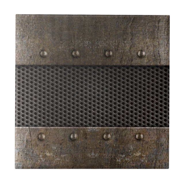Grunge metal background ceramic tile (Front)