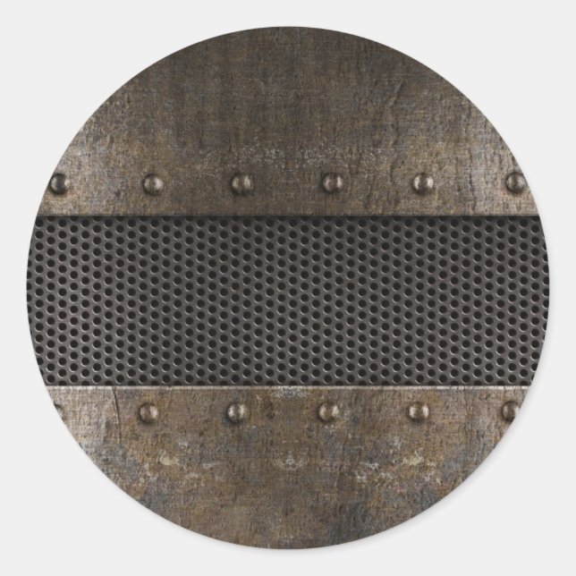 Grunge metal background classic round sticker (Front)
