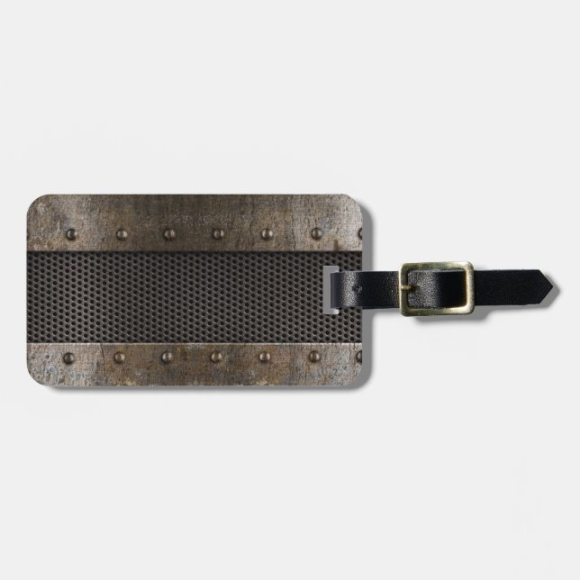 Grunge metal background luggage tag (Front Horizontal)