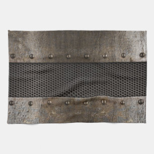 Grunge metal background tea towel
