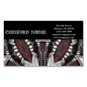 grunge metal biker leather Auto repair Mechanic Magnetic Business Card