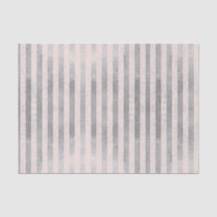 Grunge Metallic Silver Blush Stripe Decoupage Tissue Paper