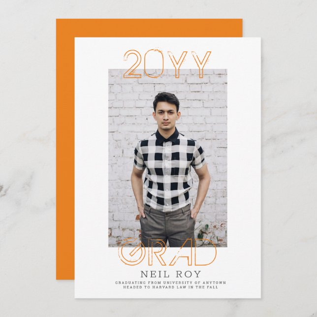 Grunge Minimalistic Modern Graduation Invitation (Front/Back)