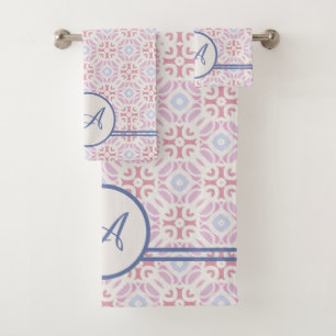 Grunge Monogram Elegant colourful grunge pattern Bath Towel Set