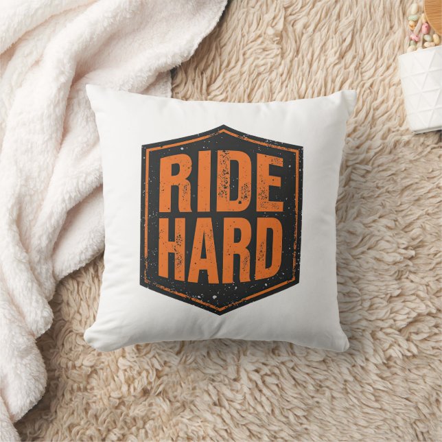 Grunge Motorcycle "Ride Hard" Shield Cushion (Blanket)