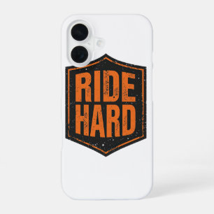 Grunge Motorcycle "Ride Hard" Shield iPhone 16 Case