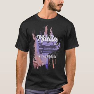 Grunge Muscle Car Graphic Design Black T-shirt