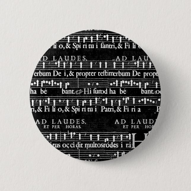 grunge music notes 6 cm round badge (Front)