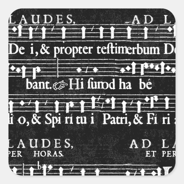 grunge music notes square sticker (Front)