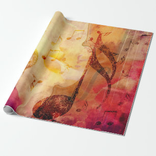 Grunge music notes with violin wrapping paper