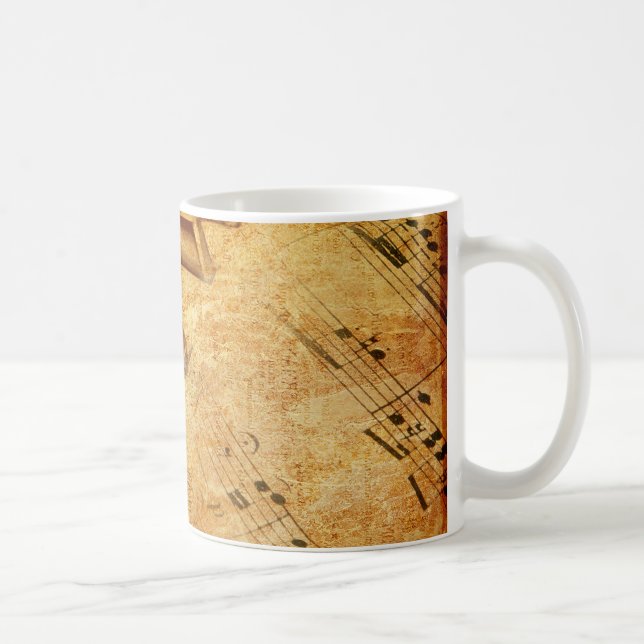 Grunge Music Sheet Piano Keys Coffee Mug (Right)