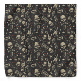 Grunge music skull crossbones pattern bandana