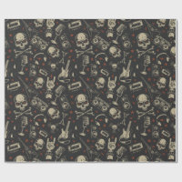 Grunge music skull crossbones pattern