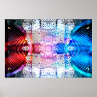 Grunge music speakers on a cracked wall