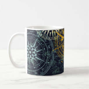 Grunge nautical rose wind compass vintage vintage coffee mug