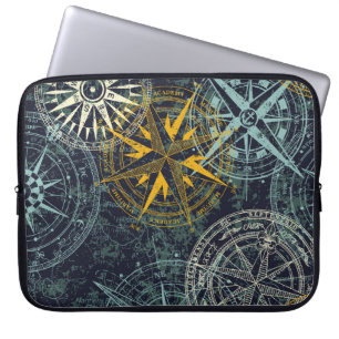 Grunge nautical rose wind compass vintage vintage  laptop sleeve